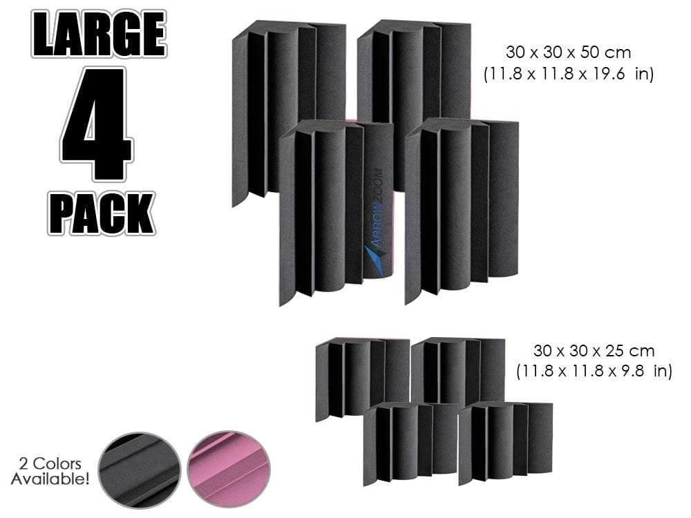 New 4 pcs Bundle Bass Trap Acoustic Panels Sound Absorption Studio Soundproof Foam 2 Colors KK1036 Black / 30cm X 30cm X 25cm (11.8 in X 11.8 in X 9.8 in)