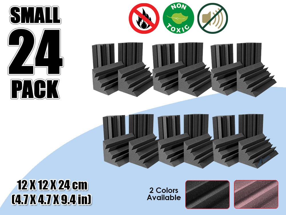 New 24 Pcs Bundle Black Bass Trap Acoustic Panels Sound Absorption Studio Soundproof Foam 2 Colors KK1133 Black