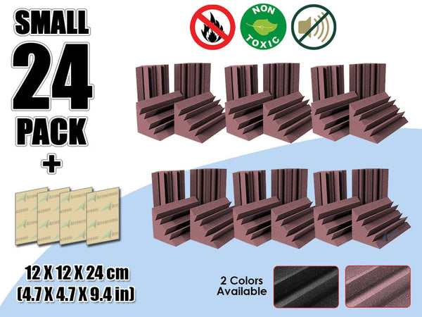 New 24 Pcs Bundle Black Bass Trap Acoustic Panels Sound Absorption Studio Soundproof Foam 2 Colors KK1133 Purple