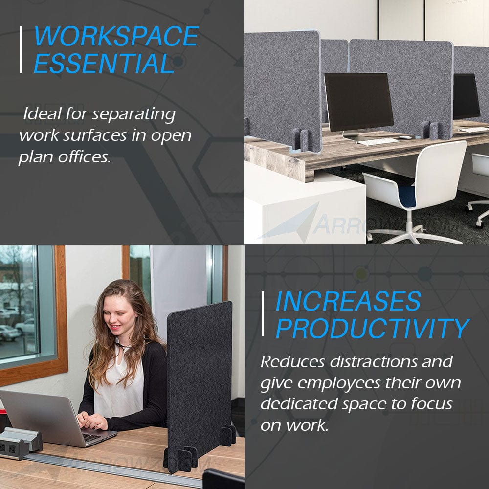 Arrowzoom Acoustic Privacy Desk Divider KK1206 Gray / 1 piece -60 x 40 x 1cm (23.6 x 15.7 x 1.4 in )