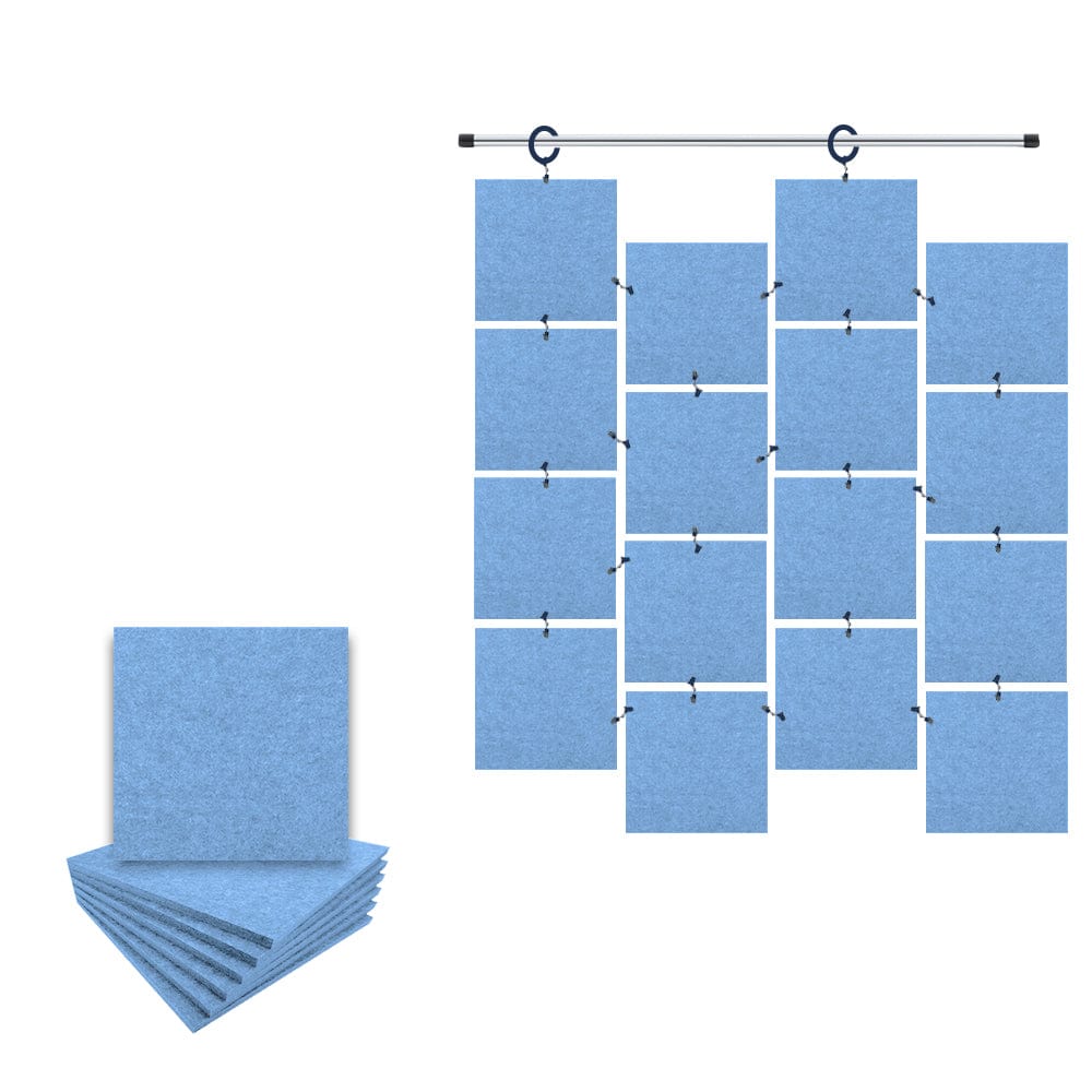 Arrowzoom Hanging Square Sound Absorbing Clip-On Tile - KK1241 Baby Blue / 12 pieces - 15 x 15 x 1cm /(6 x 6 x 0.4 in)