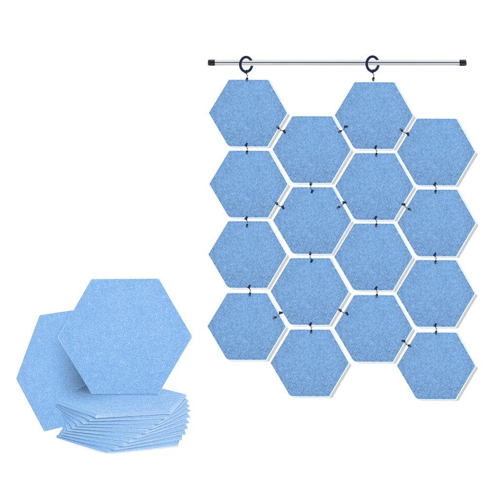 Arrowzoom Hanging Hexagon Sound Absorbing Clip-On Tile - KK1240 Baby Blue / 12 pieces - 26 x 30 x 1cm /( 10.2 x 11.8 x 0.4 in)