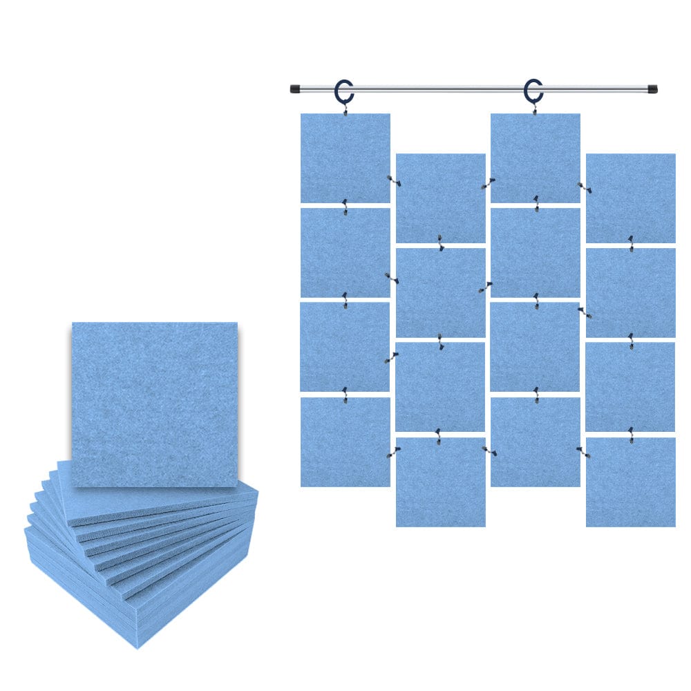 Arrowzoom Hanging Square Sound Absorbing Clip-On Tile - KK1241 Baby Blue / 12 pieces - 30 x 30 x 1cm /( 11.8 x 11.8 x 0.4 in)