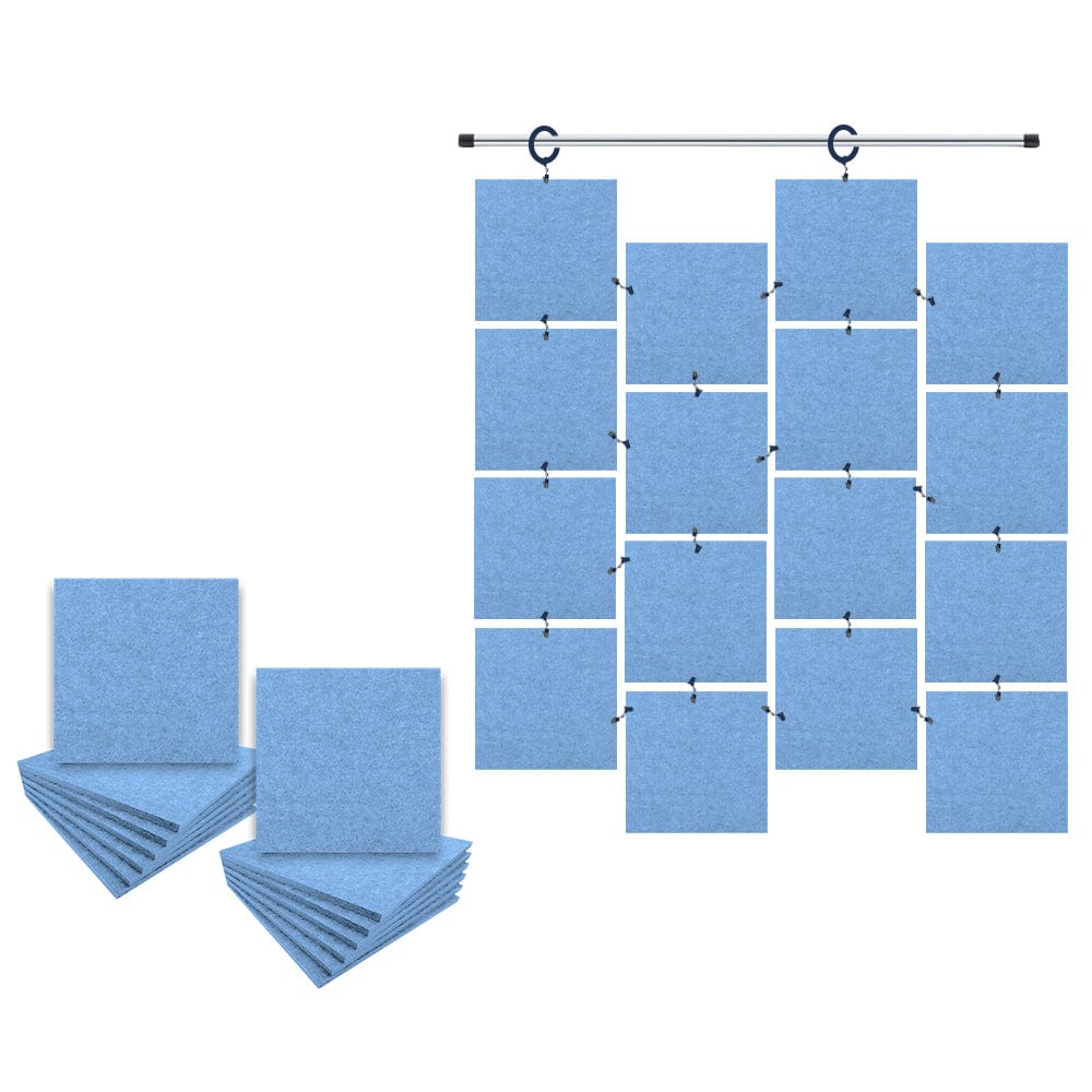 Arrowzoom Hanging Square Sound Absorbing Clip-On Tile - KK1241 Baby Blue / 24 pieces - 15 x 15 x 1cm /(6 x 6 x 0.4 in)