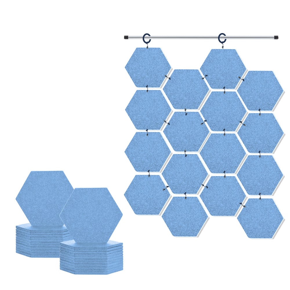 Arrowzoom Hanging Hexagon Sound Absorbing Clip-On Tile - KK1240 Baby Blue / 24 pieces - 17 x 20 x 1cm /(6.7 x 7.8 x 0.4 in)
