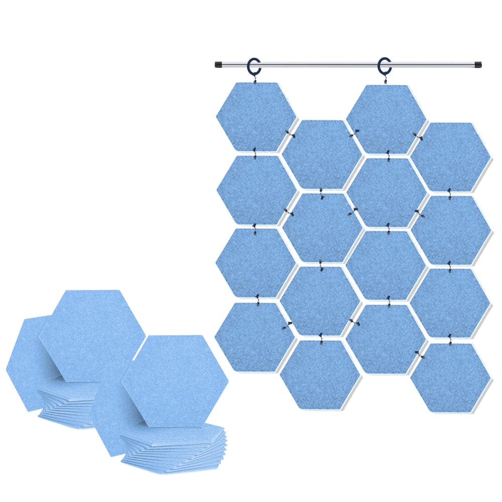 Arrowzoom Hanging Hexagon Sound Absorbing Clip-On Tile - KK1240 Baby Blue / 24 pieces - 26 x 30 x 1cm /( 10.2 x 11.8 x 0.4 in)