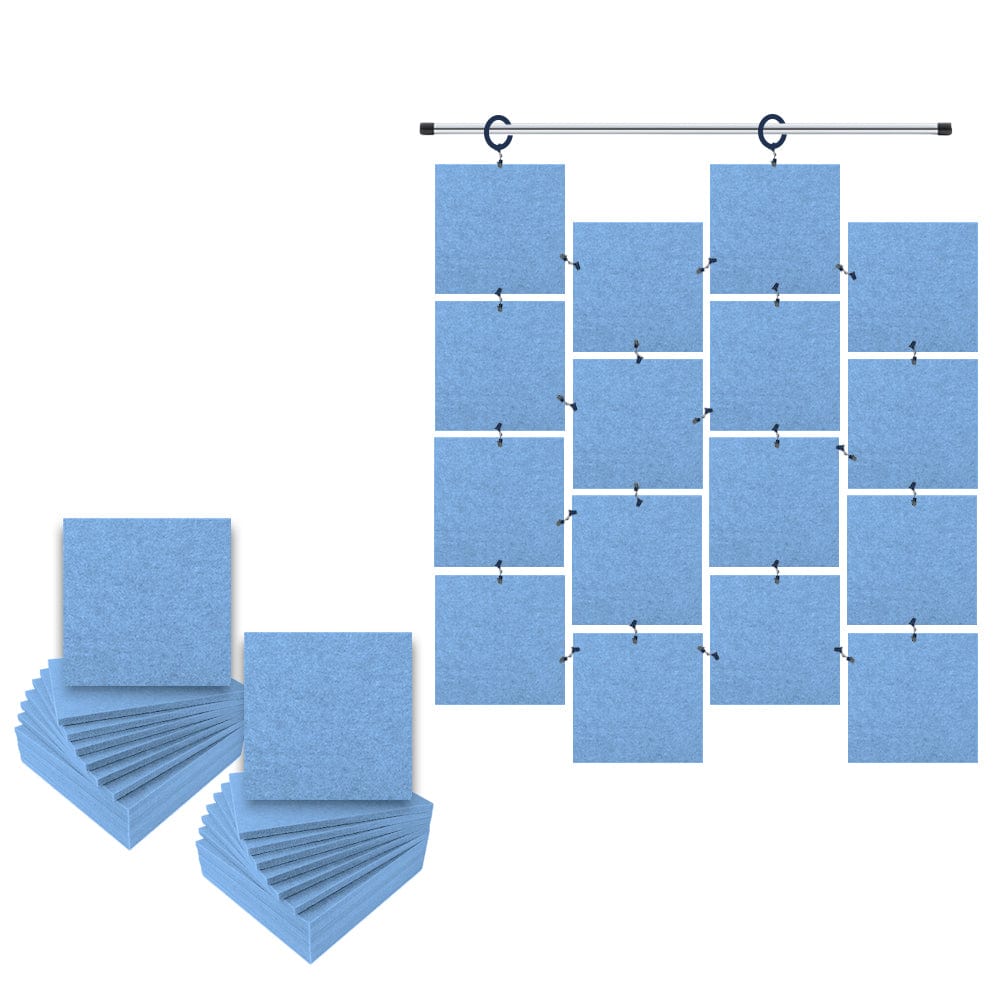 Arrowzoom Hanging Square Sound Absorbing Clip-On Tile - KK1241 Baby Blue / 24 pieces - 30 x 30 x 1cm /( 11.8 x 11.8 x 0.4 in)