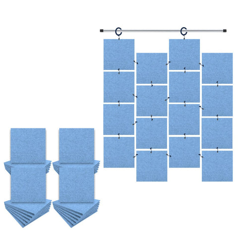Arrowzoom Hanging Square Sound Absorbing Clip-On Tile - KK1241 Baby Blue / 48 pieces - 15 x 15 x 1cm /(6 x 6 x 0.4 in)