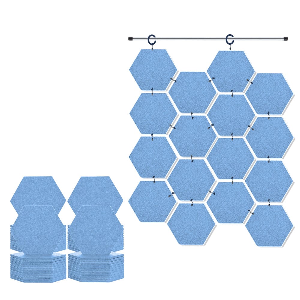 Arrowzoom Hanging Hexagon Sound Absorbing Clip-On Tile - KK1240 Baby Blue / 48 pieces - 17 x 20 x 1cm /(6.7 x 7.8 x 0.4 in)