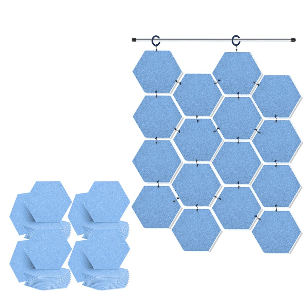 Arrowzoom Hanging Hexagon Sound Absorbing Clip-On Tile - KK1240 Baby Blue / 48 pieces - 26 x 30 x 1cm /( 10.2 x 11.8 x 0.4 in)