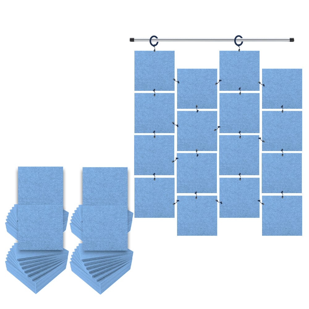 Arrowzoom Hanging Square Sound Absorbing Clip-On Tile - KK1241 Baby Blue / 48 pieces - 30 x 30 x 1cm /( 11.8 x 11.8 x 0.4 in)