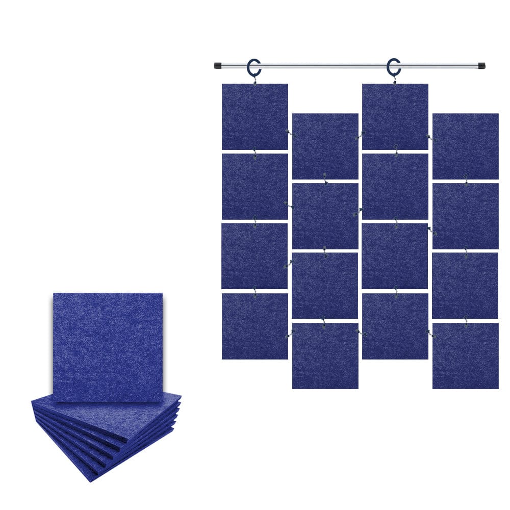 Arrowzoom Hanging Square Sound Absorbing Clip-On Tile - KK1241 Blue / 12 pieces - 15 x 15 x 1cm /(6 x 6 x 0.4 in)