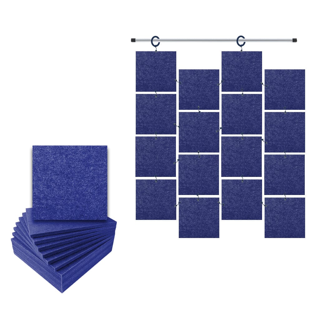 Arrowzoom Hanging Square Sound Absorbing Clip-On Tile - KK1241 Blue / 12 pieces - 30 x 30 x 1cm /( 11.8 x 11.8 x 0.4 in)