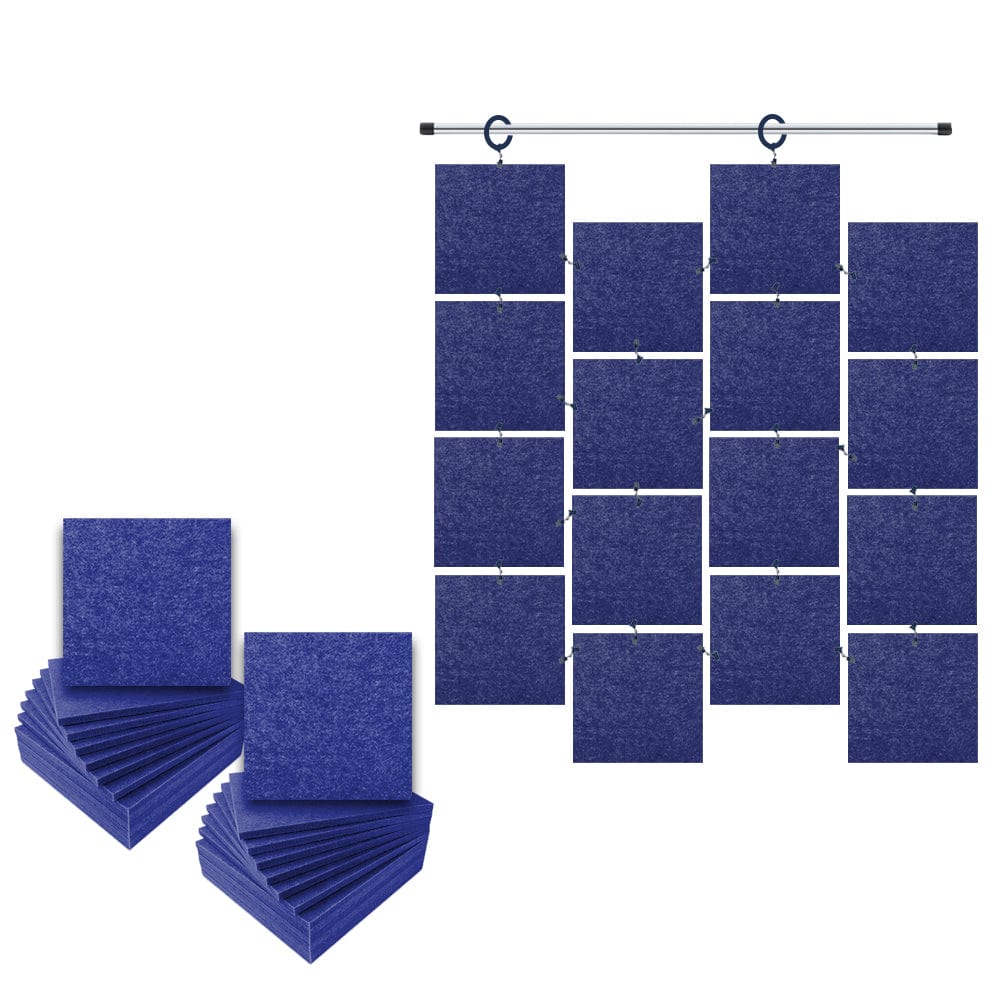 Arrowzoom Hanging Square Sound Absorbing Clip-On Tile - KK1241 Blue / 24 pieces - 30 x 30 x 1cm /( 11.8 x 11.8 x 0.4 in)