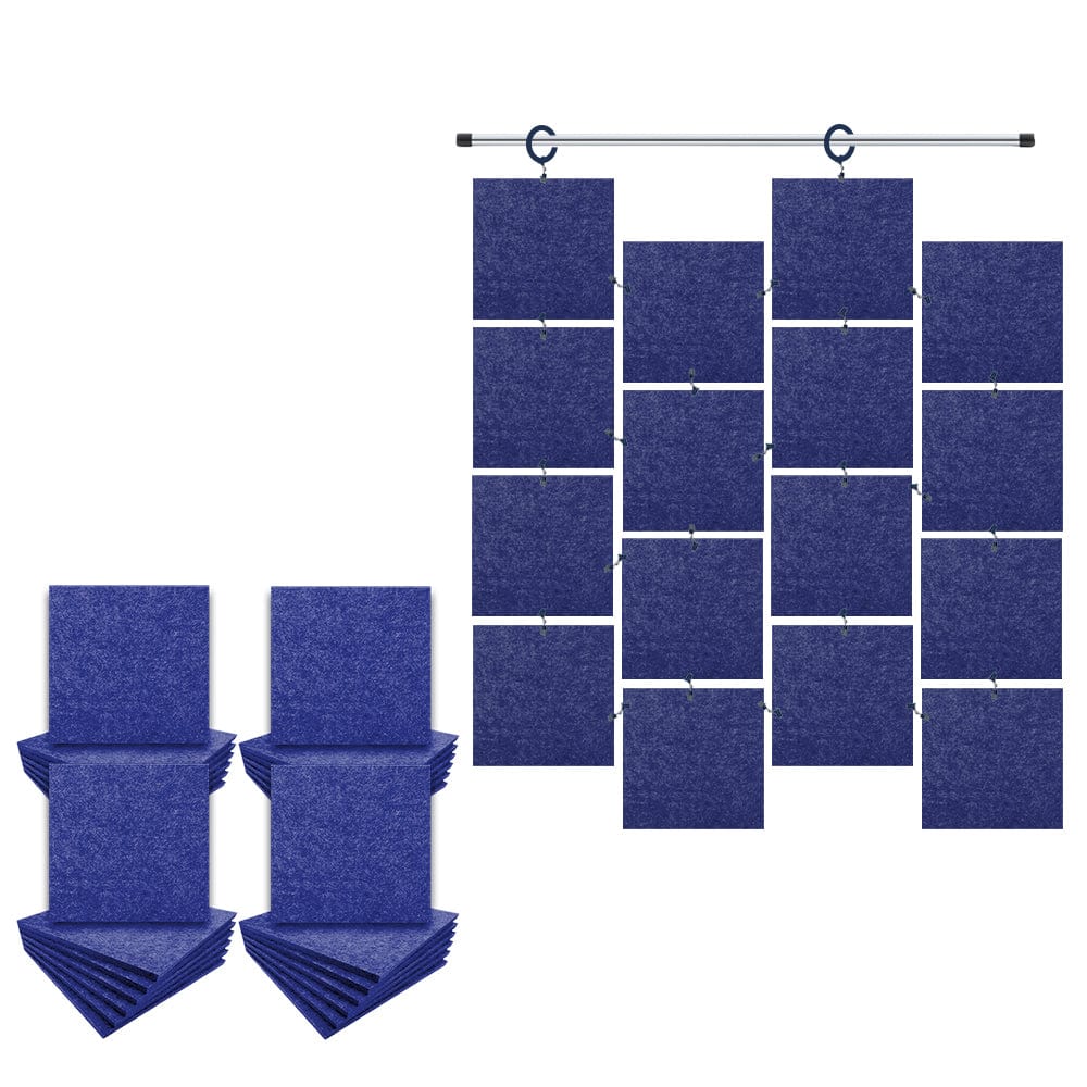 Arrowzoom Hanging Square Sound Absorbing Clip-On Tile - KK1241 Blue / 48 pieces - 15 x 15 x 1cm /(6 x 6 x 0.4 in)
