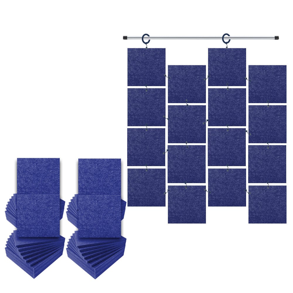 Arrowzoom Hanging Square Sound Absorbing Clip-On Tile - KK1241 Blue / 48 pieces - 30 x 30 x 1cm /( 11.8 x 11.8 x 0.4 in)