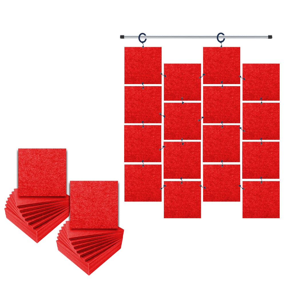 Arrowzoom Hanging Square Sound Absorbing Clip-On Tile - KK1241 Red / 24 pieces - 30 x 30 x 1cm /( 11.8 x 11.8 x 0.4 in)