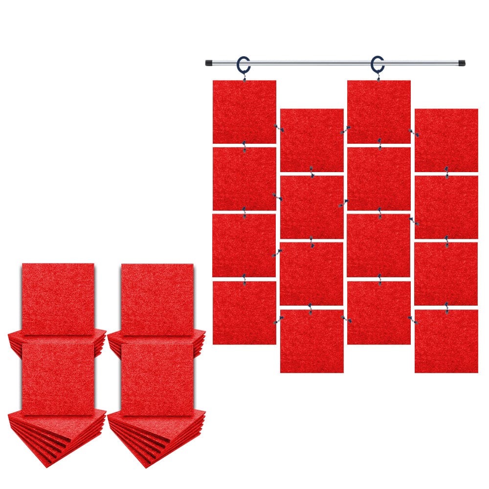 Arrowzoom Hanging Square Sound Absorbing Clip-On Tile - KK1241 Red / 48 pieces - 15 x 15 x 1cm /(6 x 6 x 0.4 in)