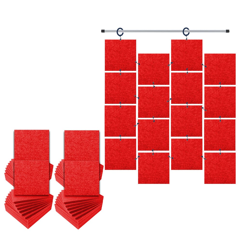 Arrowzoom Hanging Square Sound Absorbing Clip-On Tile - KK1241 Red / 48 pieces - 30 x 30 x 1cm /( 11.8 x 11.8 x 0.4 in)