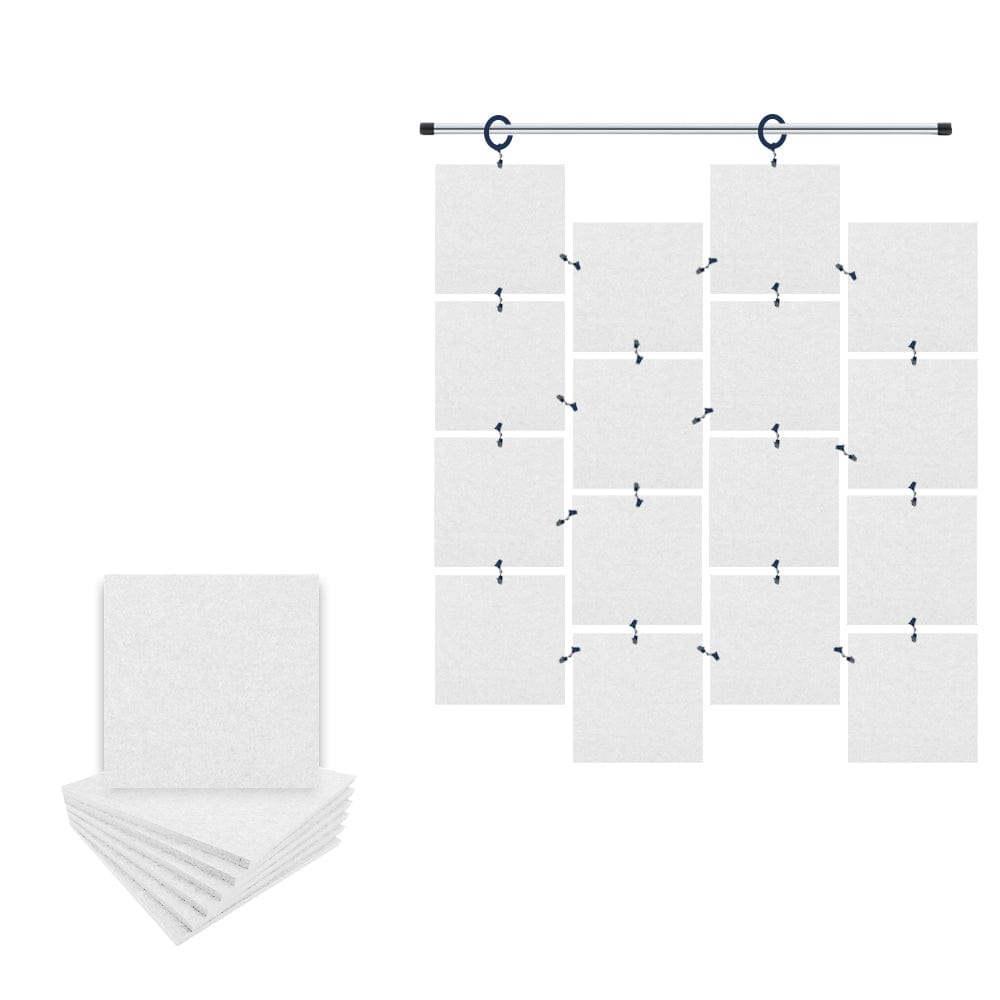 Arrowzoom Hanging Square Sound Absorbing Clip-On Tile - KK1241 White / 12 pieces - 15 x 15 x 1cm /(6 x 6 x 0.4 in)