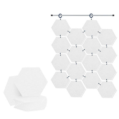 Arrowzoom Hanging Hexagon Sound Absorbing Clip-On Tile - KK1240 White / 12 pieces - 26 x 30 x 1cm /( 10.2 x 11.8 x 0.4 in)