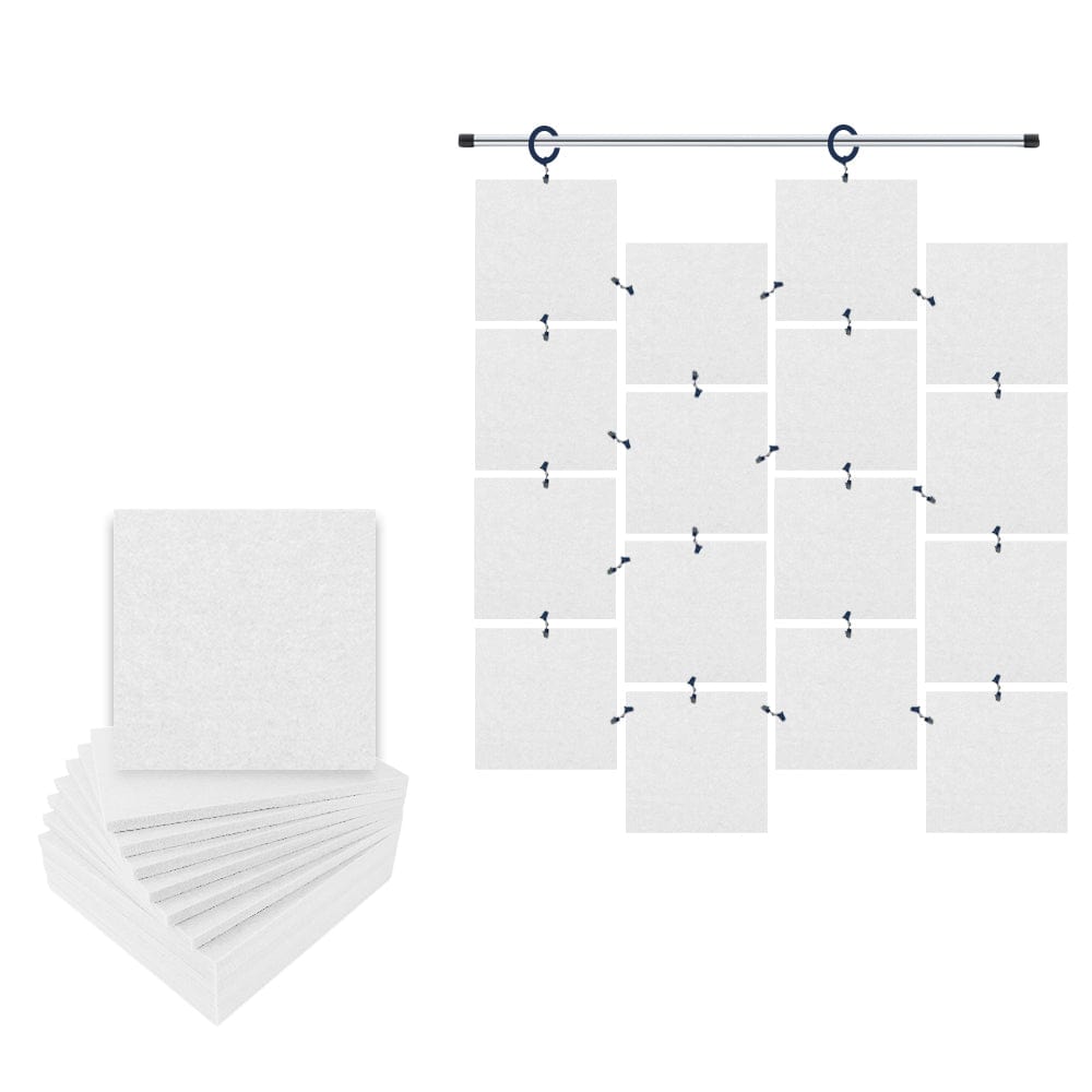Arrowzoom Hanging Square Sound Absorbing Clip-On Tile - KK1241 White / 12 pieces - 30 x 30 x 1cm /( 11.8 x 11.8 x 0.4 in)