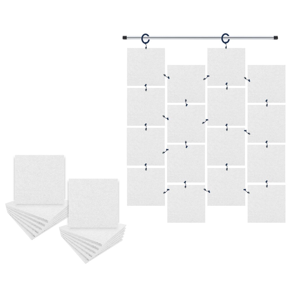 Arrowzoom Hanging Square Sound Absorbing Clip-On Tile - KK1241 White / 24 pieces - 15 x 15 x 1cm /(6 x 6 x 0.4 in)