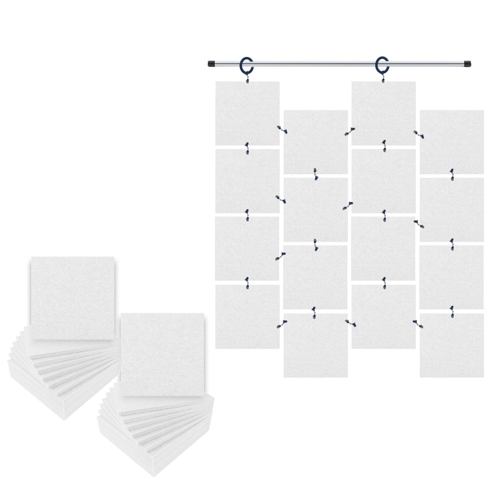 Arrowzoom Hanging Square Sound Absorbing Clip-On Tile - KK1241 White / 24 pieces - 30 x 30 x 1cm /( 11.8 x 11.8 x 0.4 in)