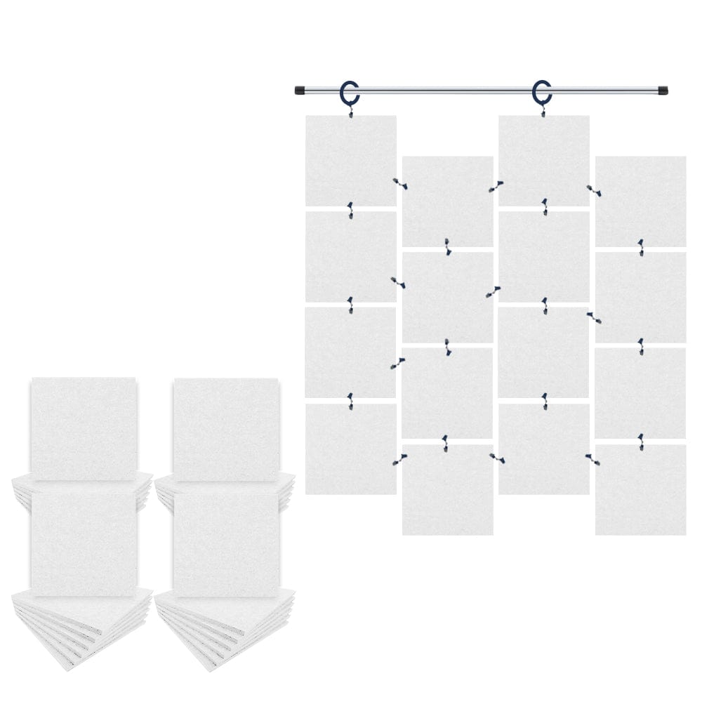 Arrowzoom Hanging Square Sound Absorbing Clip-On Tile - KK1241 White / 48 pieces - 15 x 15 x 1cm /(6 x 6 x 0.4 in)