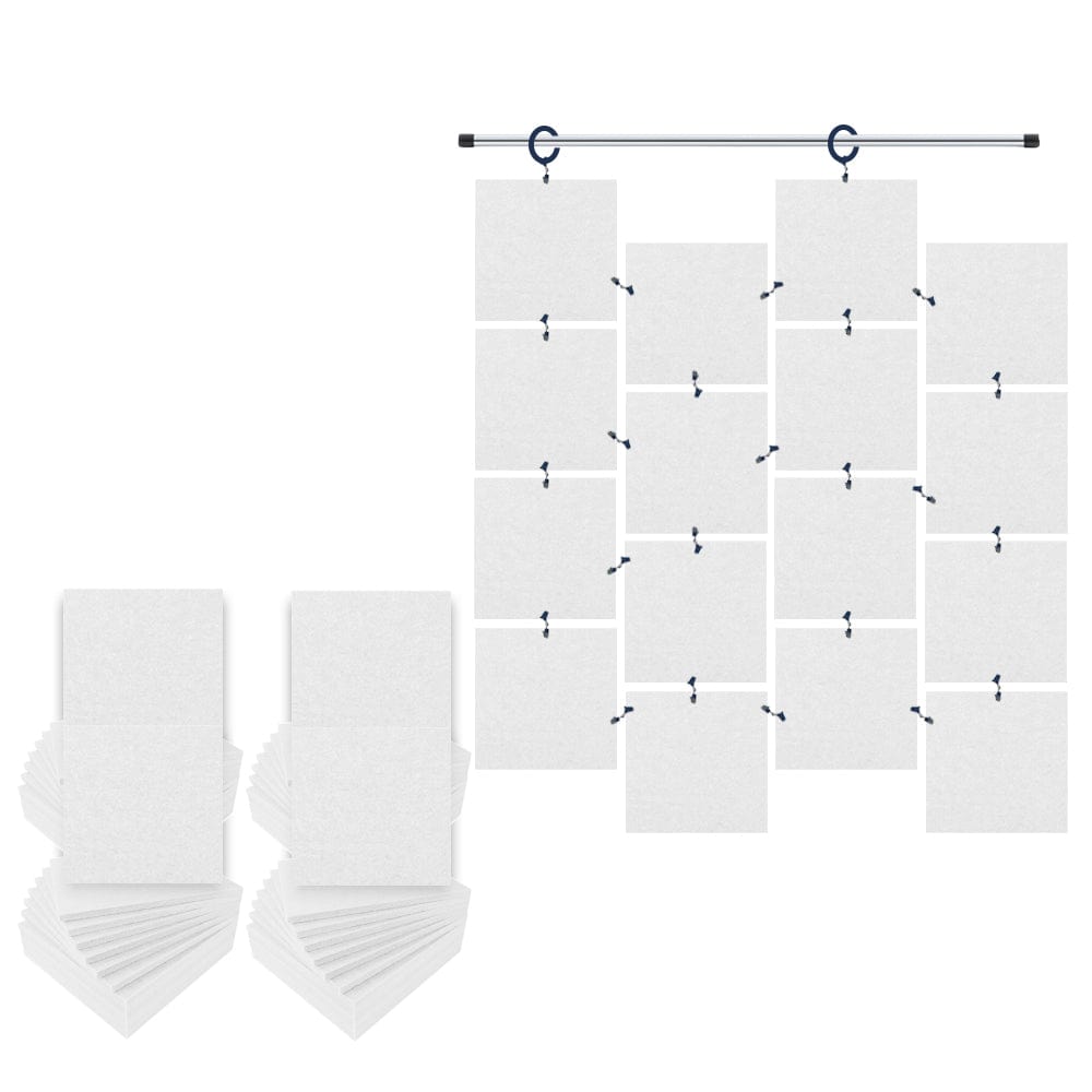Arrowzoom Hanging Square Sound Absorbing Clip-On Tile - KK1241 White / 48 pieces - 30 x 30 x 1cm /( 11.8 x 11.8 x 0.4 in)
