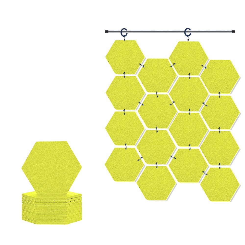 Arrowzoom Hanging Hexagon Sound Absorbing Clip-On Tile - KK1240 Yellow / 12 pieces - 17 x 20 x 1cm / (6.7 x 7.8 x 0.4 in)