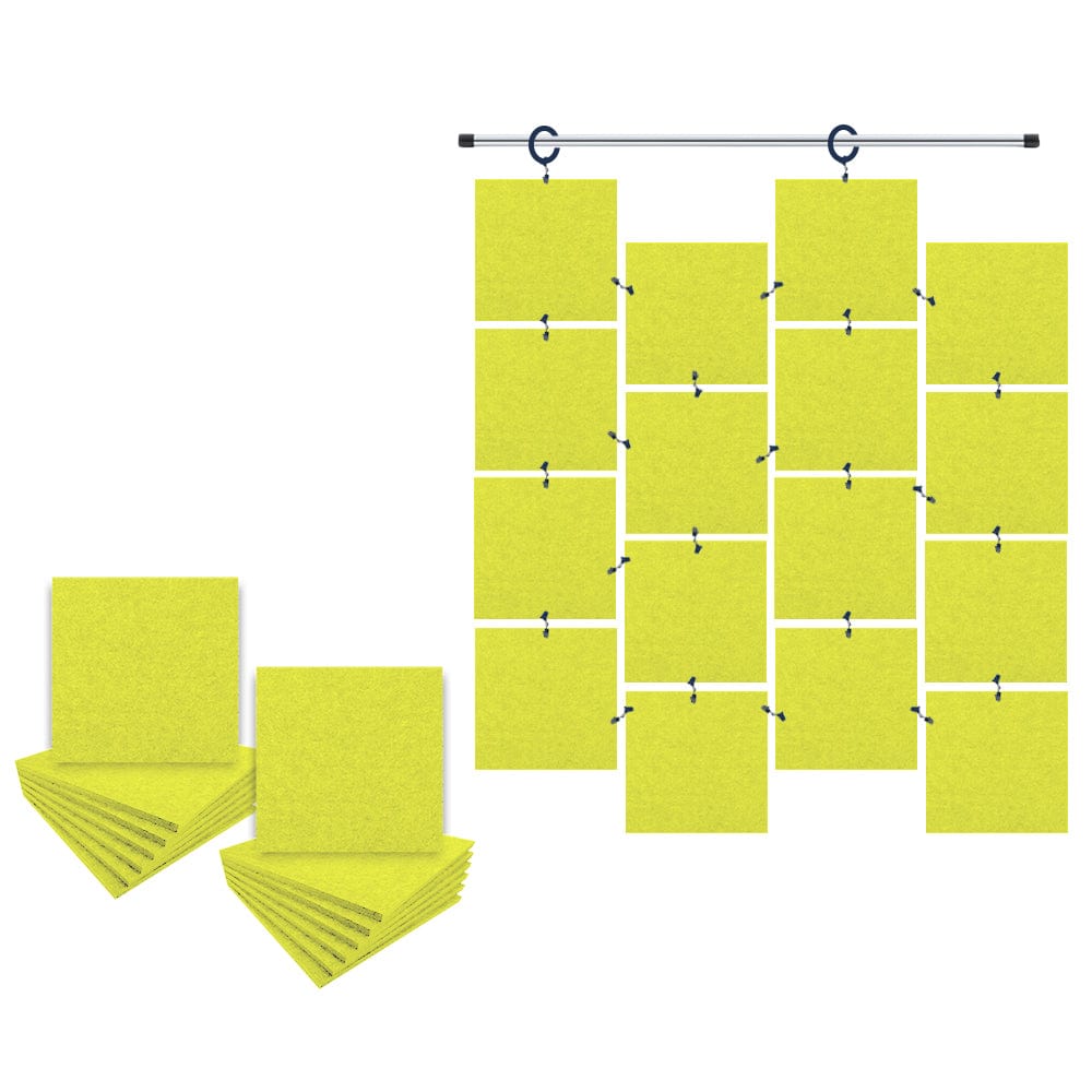 Arrowzoom Hanging Square Sound Absorbing Clip-On Tile - KK1241 Yellow / 24 pieces - 15 x 15 x 1cm /(6 x 6 x 0.4 in)