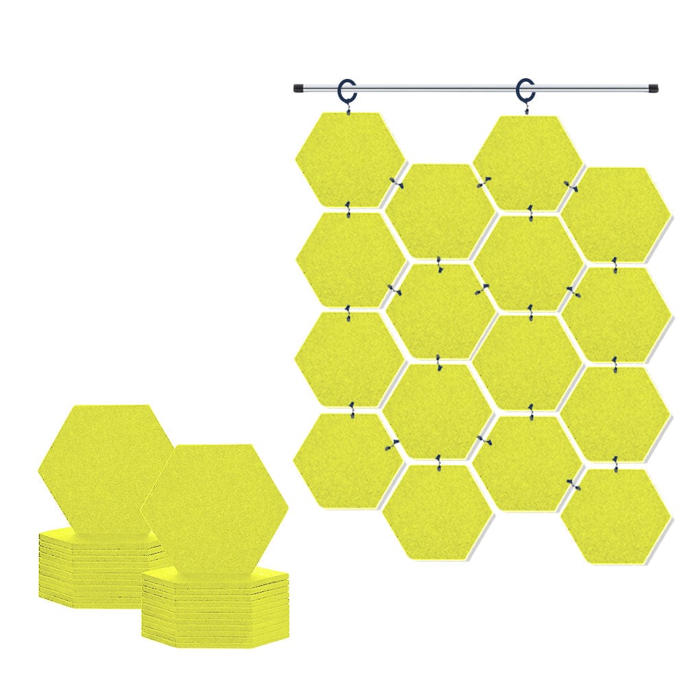 Arrowzoom Hanging Hexagon Sound Absorbing Clip-On Tile - KK1240 Yellow / 24 pieces - 17 x 20 x 1cm /(6.7 x 7.8 x 0.4 in)