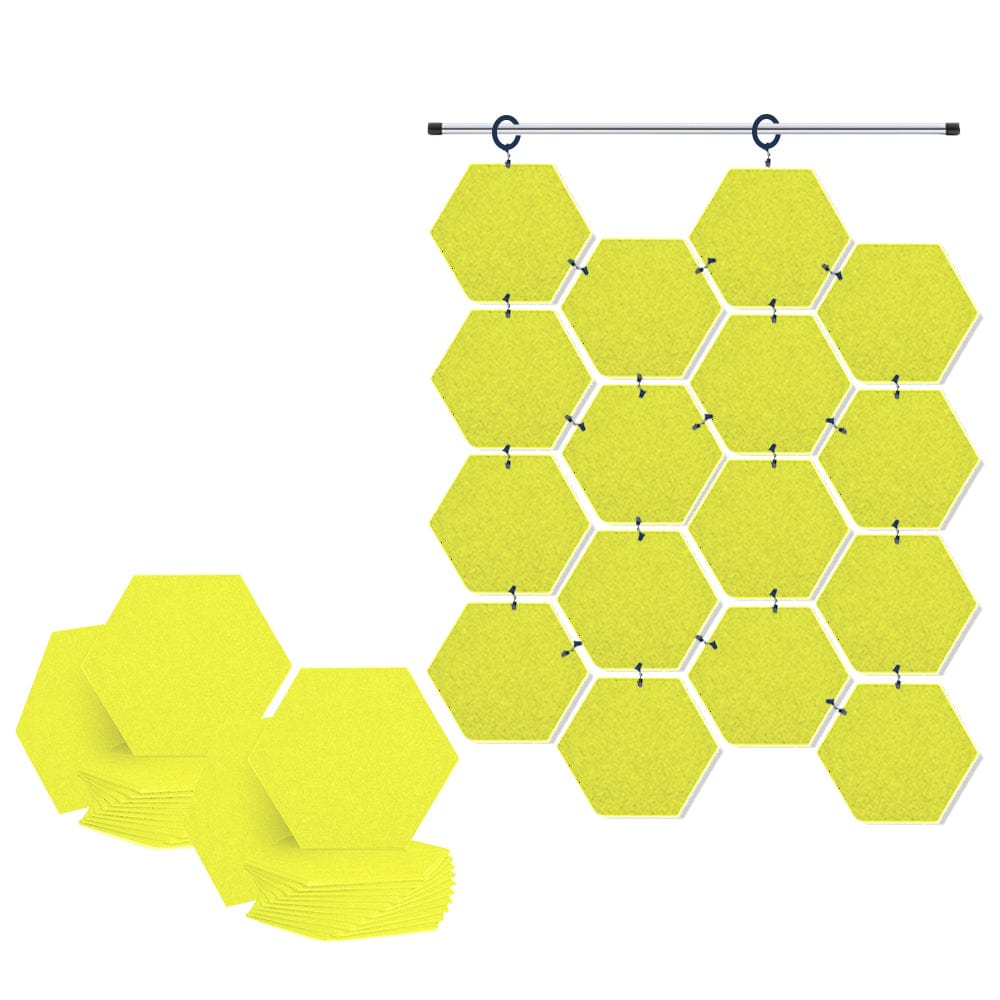 Arrowzoom Hanging Hexagon Sound Absorbing Clip-On Tile - KK1240 Yellow / 24 pieces - 26 x 30 x 1cm /( 10.2 x 11.8 x 0.4 in)
