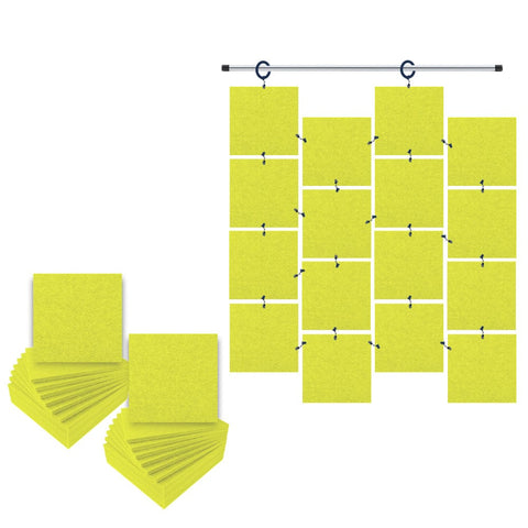 Arrowzoom Hanging Square Sound Absorbing Clip-On Tile - KK1241 Yellow / 24 pieces - 30 x 30 x 1cm /( 11.8 x 11.8 x 0.4 in)