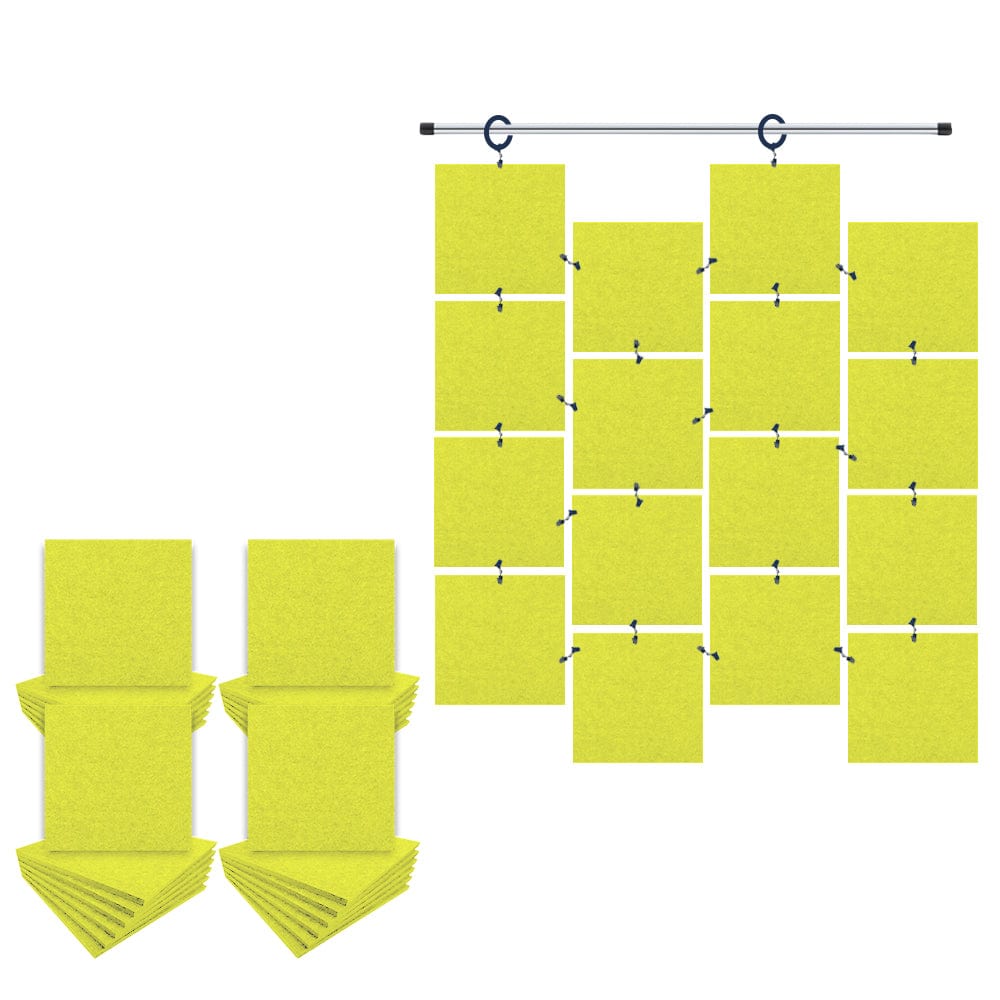 Arrowzoom Hanging Square Sound Absorbing Clip-On Tile - KK1241 Yellow / 48 pieces - 15 x 15 x 1cm /(6 x 6 x 0.4 in)