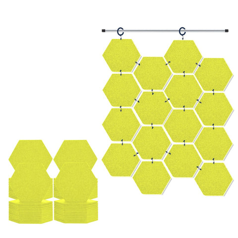 Arrowzoom Hanging Hexagon Sound Absorbing Clip-On Tile - KK1240 Yellow / 48 pieces - 17 x 20 x 1cm /(6.7 x 7.8 x 0.4 in)