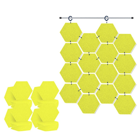 Arrowzoom Hanging Hexagon Sound Absorbing Clip-On Tile - KK1240 Yellow / 48 pieces - 26 x 30 x 1cm /( 10.2 x 11.8 x 0.4 in)