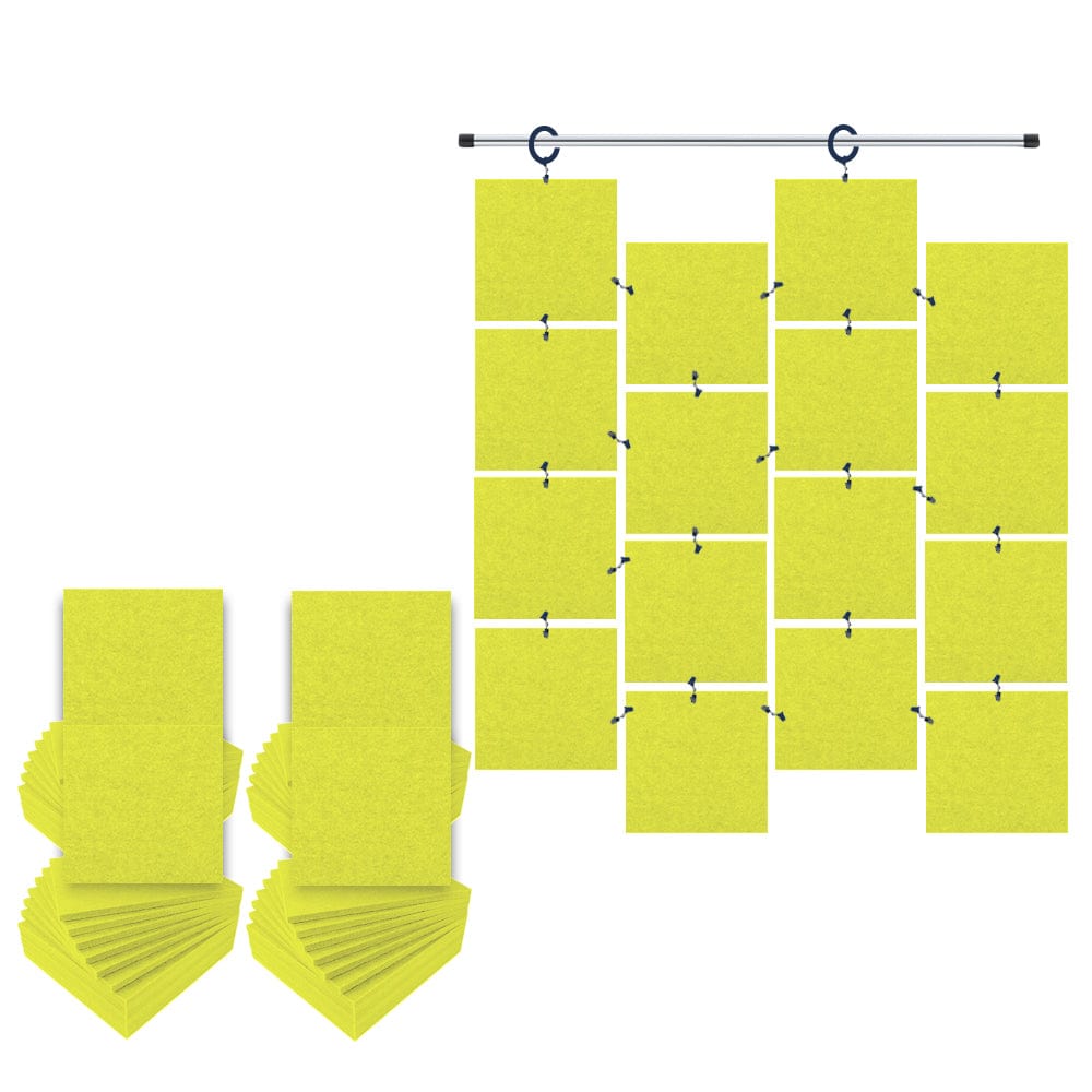 Arrowzoom Hanging Square Sound Absorbing Clip-On Tile - KK1241 Yellow / 48 pieces - 30 x 30 x 1cm /( 11.8 x 11.8 x 0.4 in)