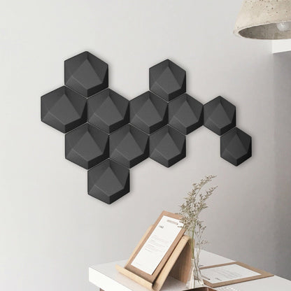 Arrowzoom 12 Pcs 3D Hexagon Adhesive Sound Absorbing Panels - KK1330