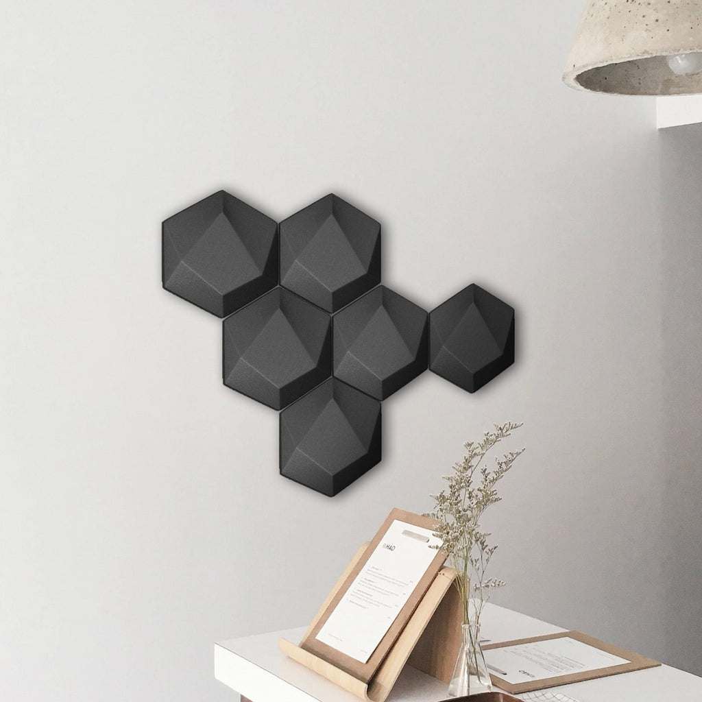 Arrowzoom 6 Pcs 3D Hexagon Adhesive Sound Absorbing Panels - KK1330