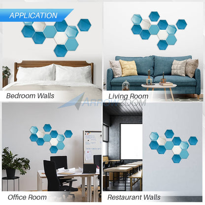 Arrowzoom Calm Sky 3D Hexagon Adhesive Sound Absorbing Panels - KK1331