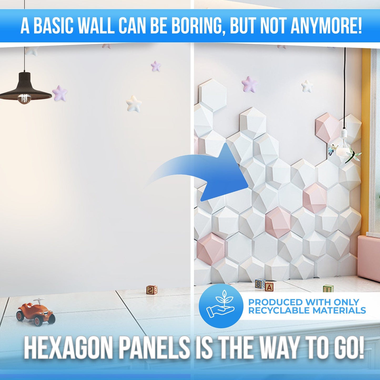 Arrowzoom Simple Monarch 3D Hexagon Adhesive Sound Absorbing Panels - KK1332