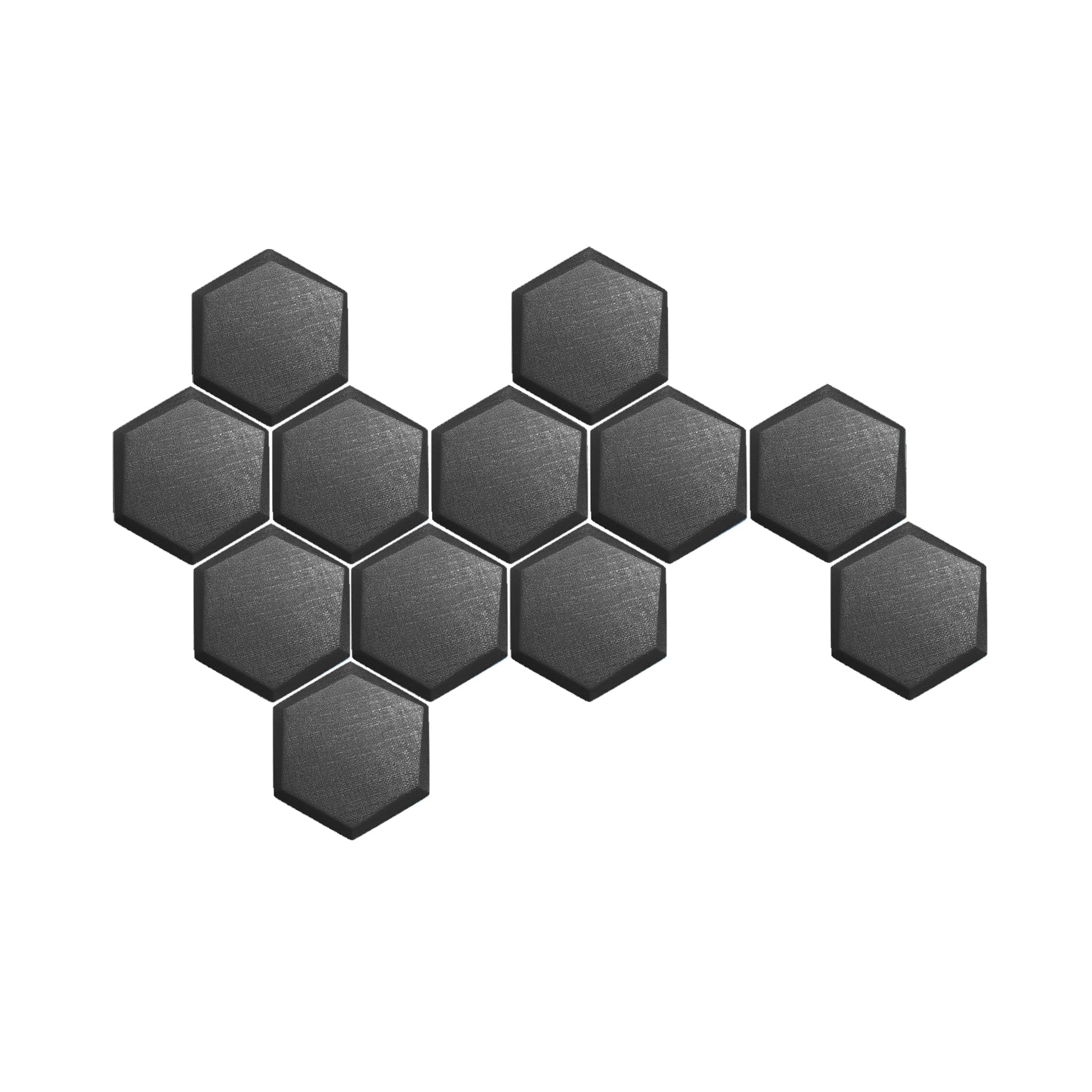 Arrowzoom 12 Pcs 3D Hexagon Adhesive Sound Absorbing Panels - KK1330 Black / 2 cm