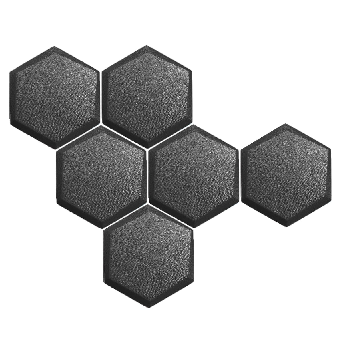 Arrowzoom 6 Pcs 3D Hexagon Adhesive Sound Absorbing Panels - KK1330 Black / 2 cm