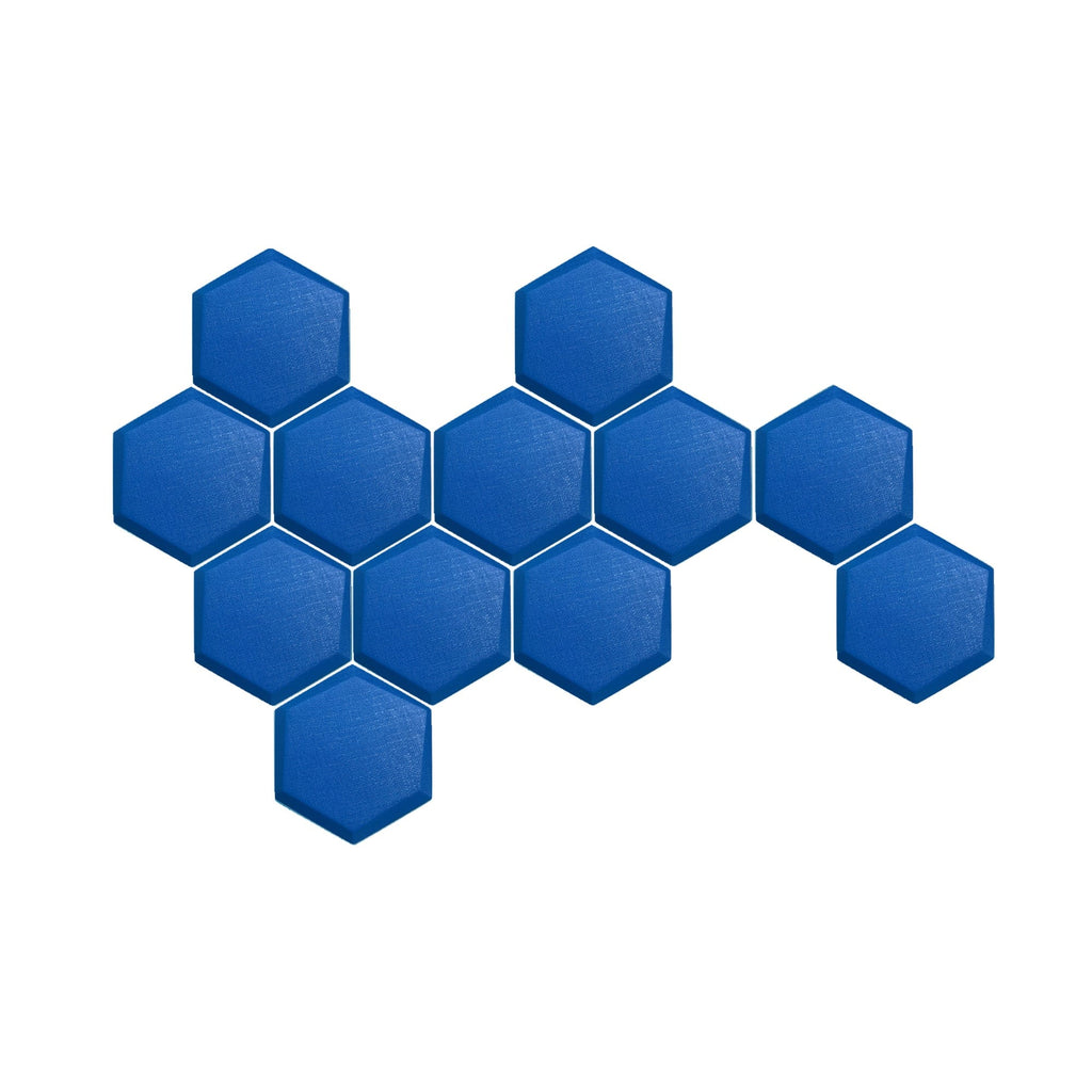 Arrowzoom 12 Pcs 3D Hexagon Adhesive Sound Absorbing Panels - KK1330 Blue / 2 cm