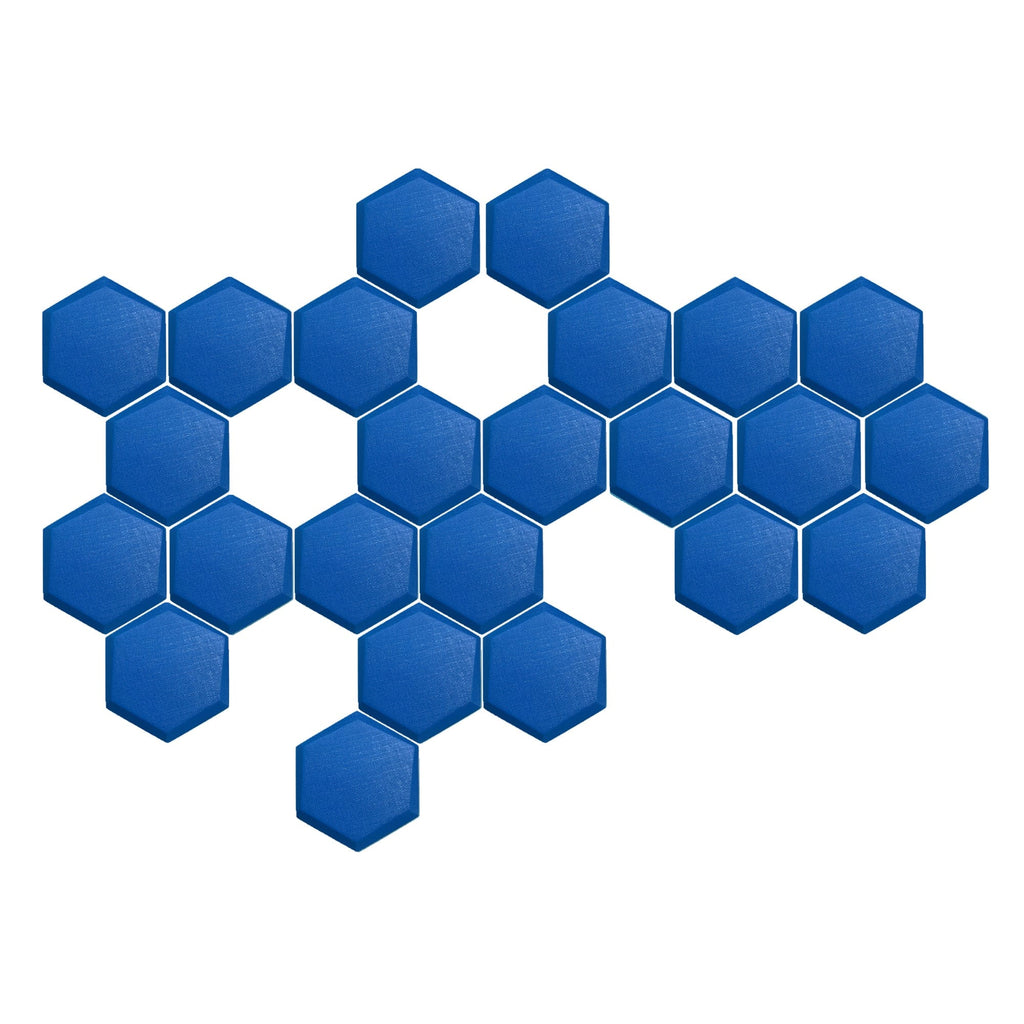 Arrowzoom 24 Pcs 3D Hexagon Adhesive Sound Absorbing Panels - KK1330 Blue / 2 cm