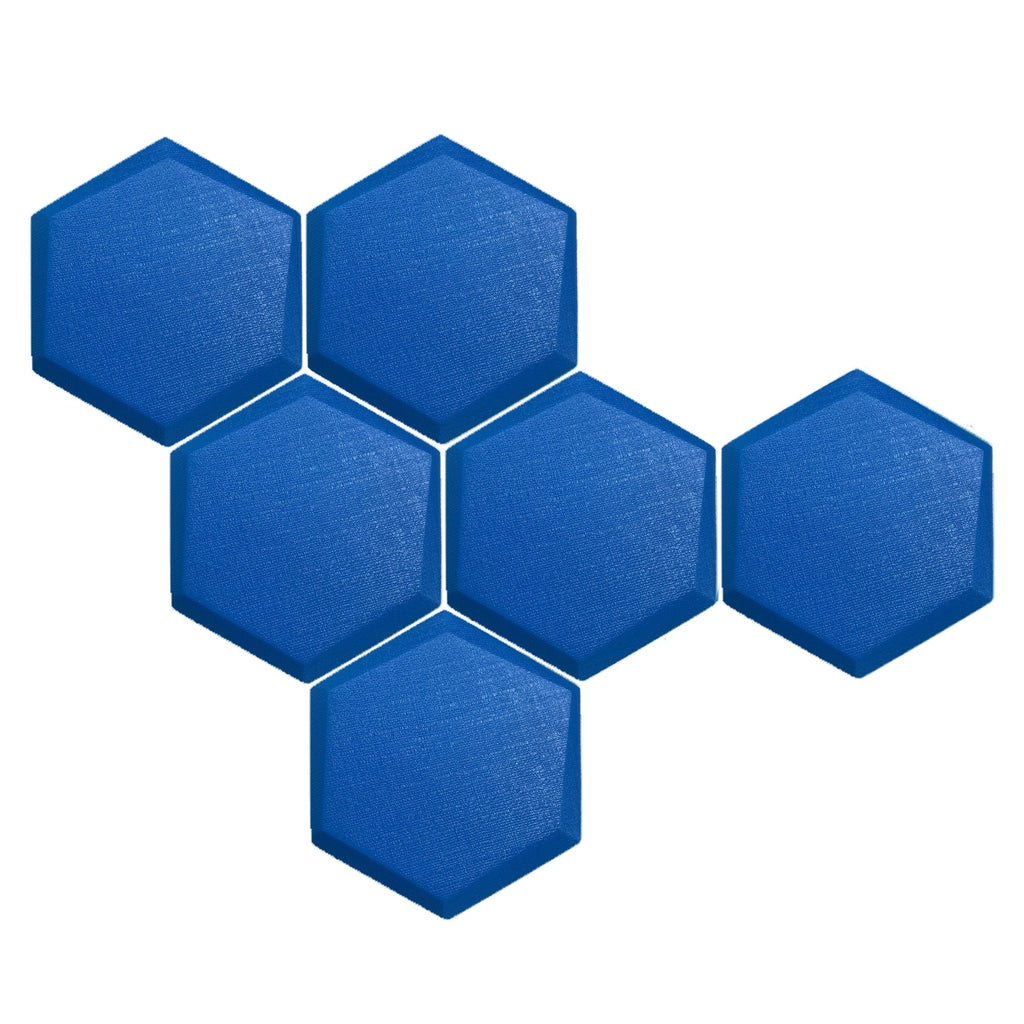 Arrowzoom 6 Pcs 3D Hexagon Adhesive Sound Absorbing Panels - KK1330 Blue / 2 cm
