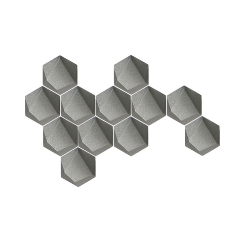 Arrowzoom 12 Pcs 3D Hexagon Adhesive Sound Absorbing Panels - KK1330 Gray / 3 cm