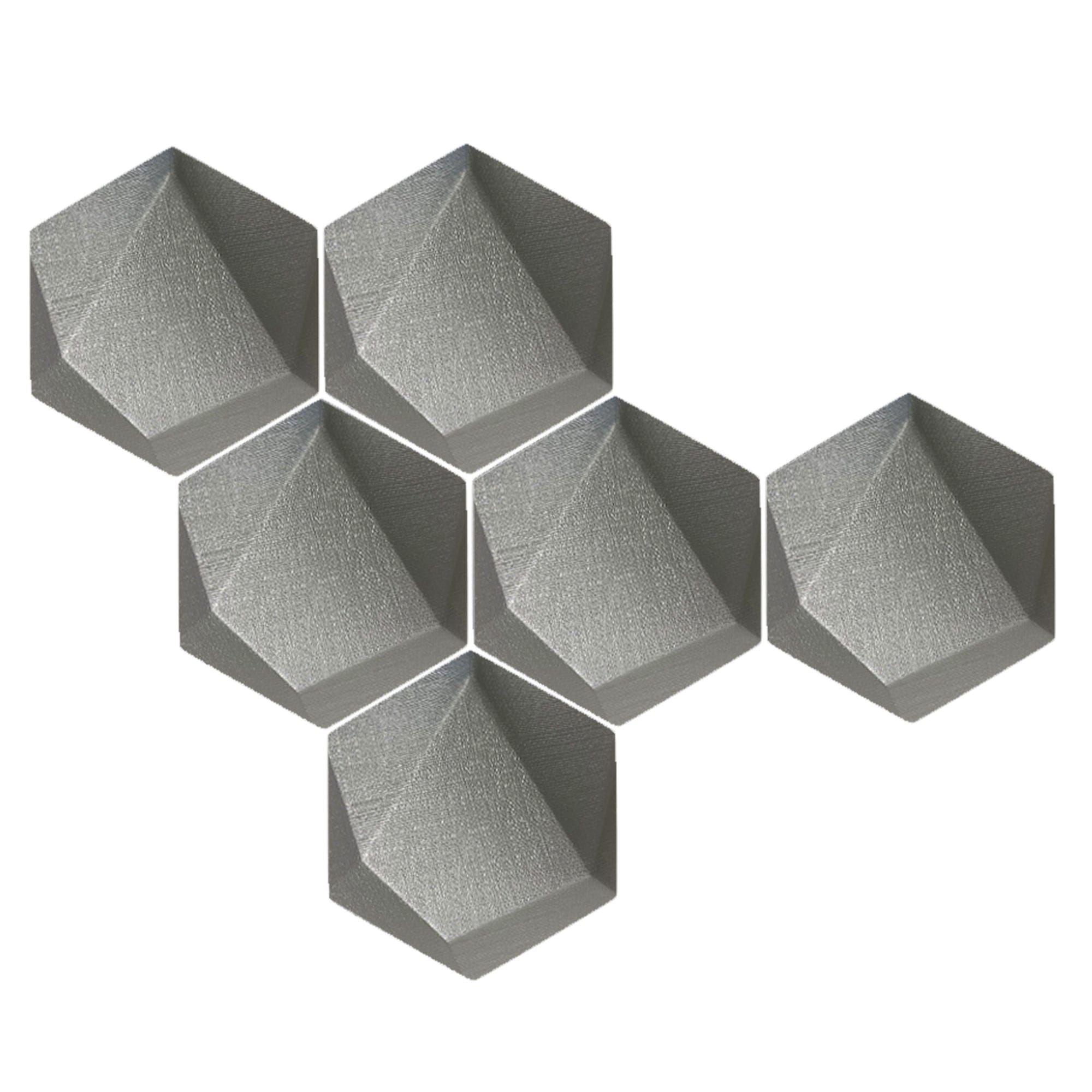Arrowzoom 6 Pcs 3D Hexagon Adhesive Sound Absorbing Panels - KK1330 Gray / 3 cm